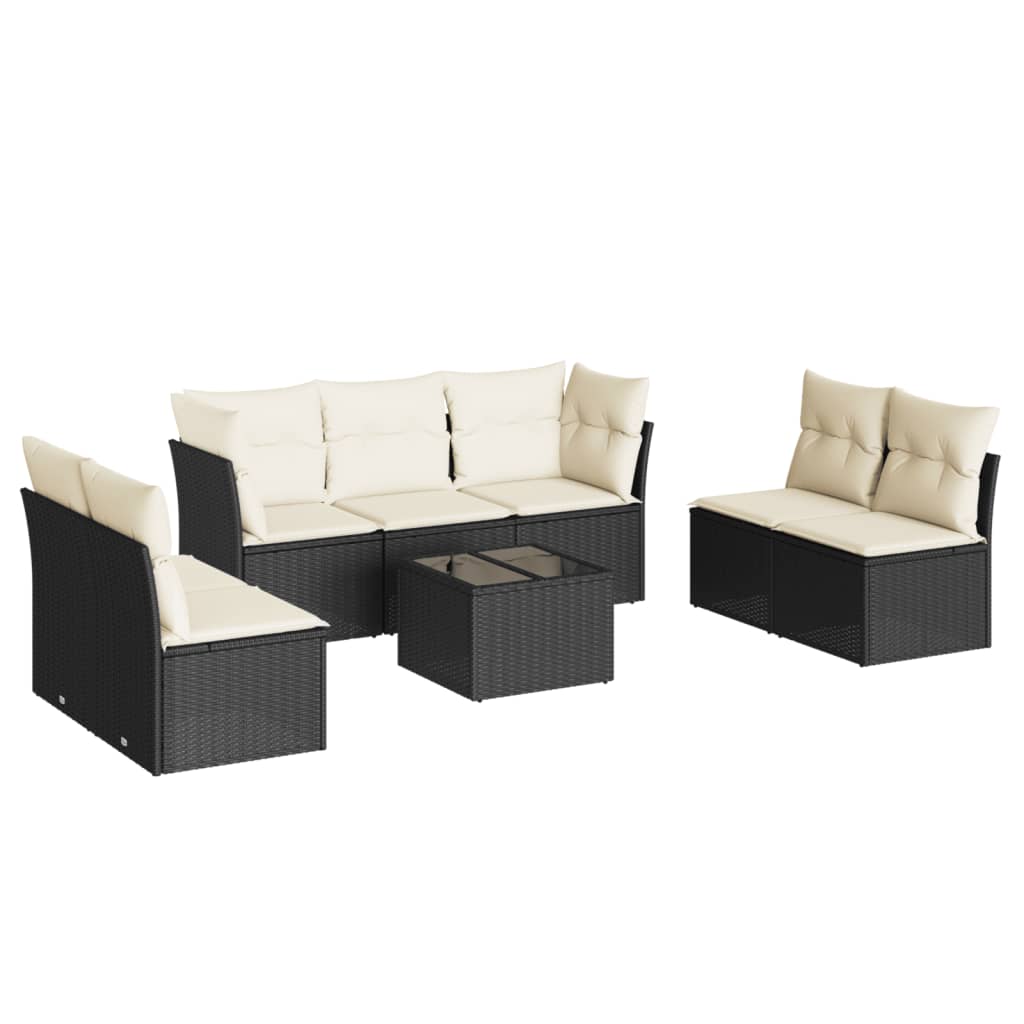 8-dijelni set vrtnih sofa od poliratana s jastucima crni