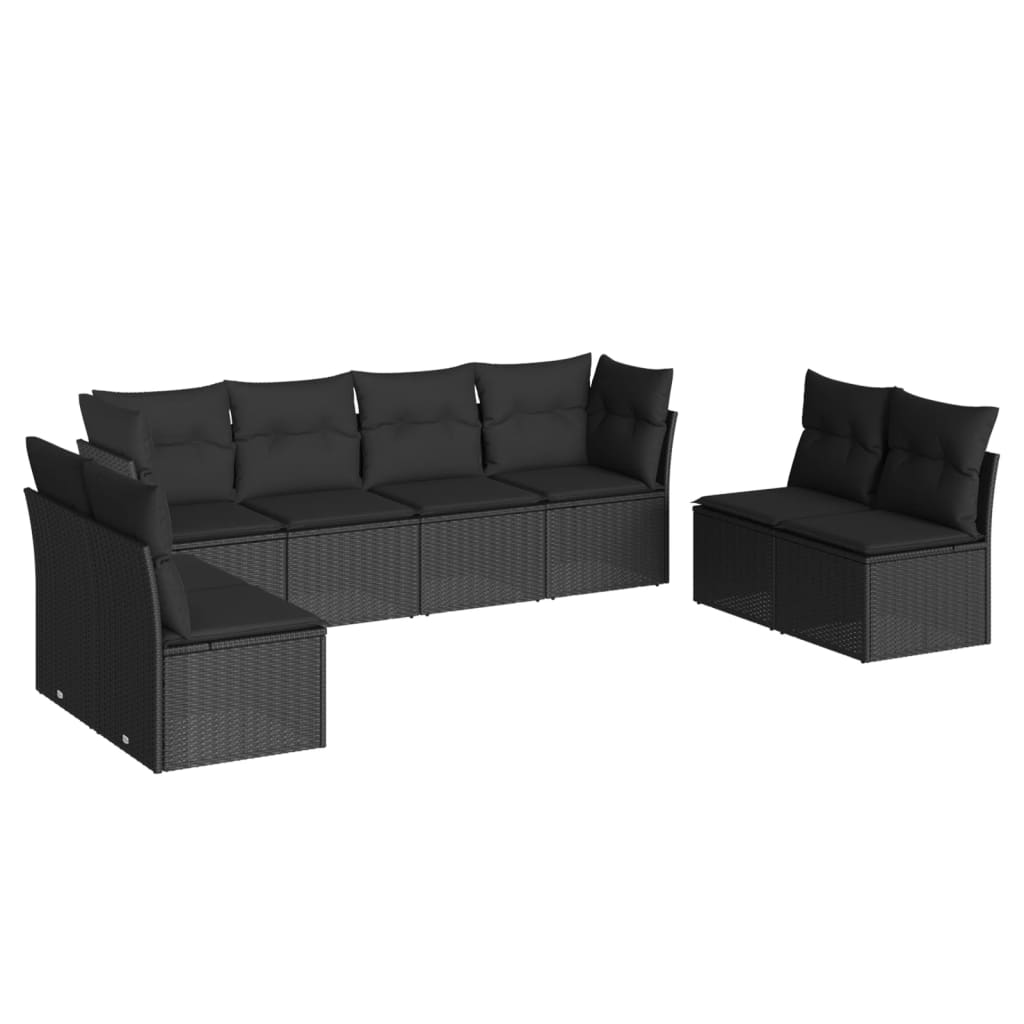 8-dijelni set vrtnih sofa od poliratana s jastucima crni Crna 62 x 62 x 69 cm