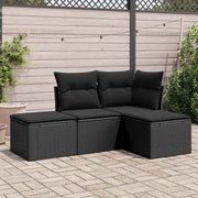 4-dijelni set vrtnih sofa od poliratana s jastucima crni