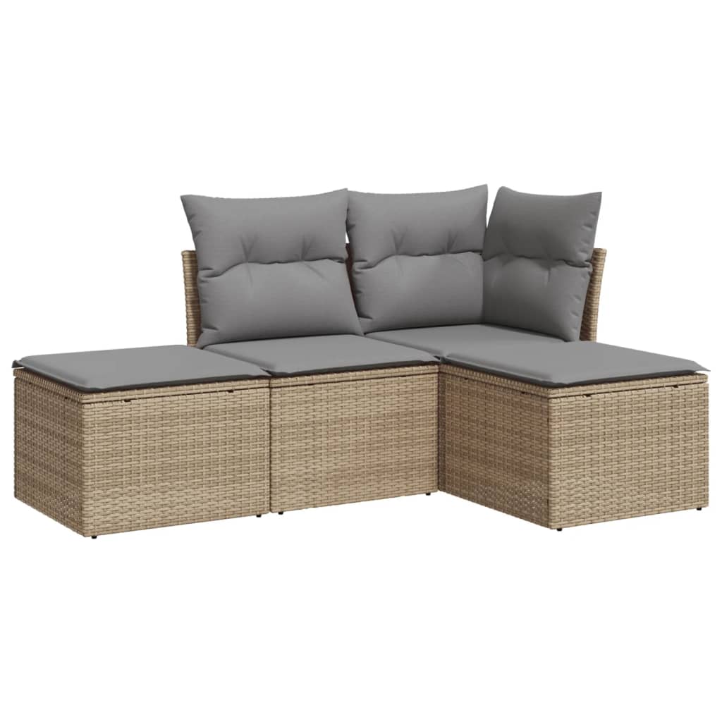 4-dijelni set vrtnih sofa s jastucima bež od poliratana