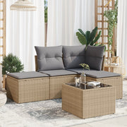 5-dijelni vrtni set sofa s jastucima bež od poliratana