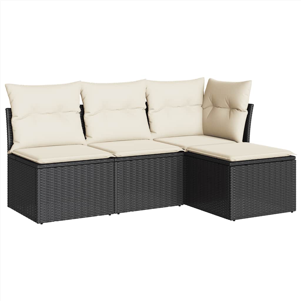 4-dijelni set vrtnih sofa od poliratana s jastucima crni