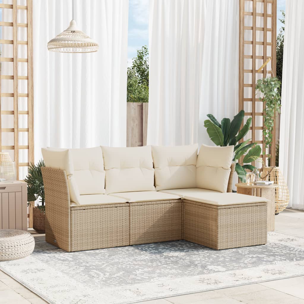 4-dijelni set vrtnih sofa s jastucima bež od poliratana