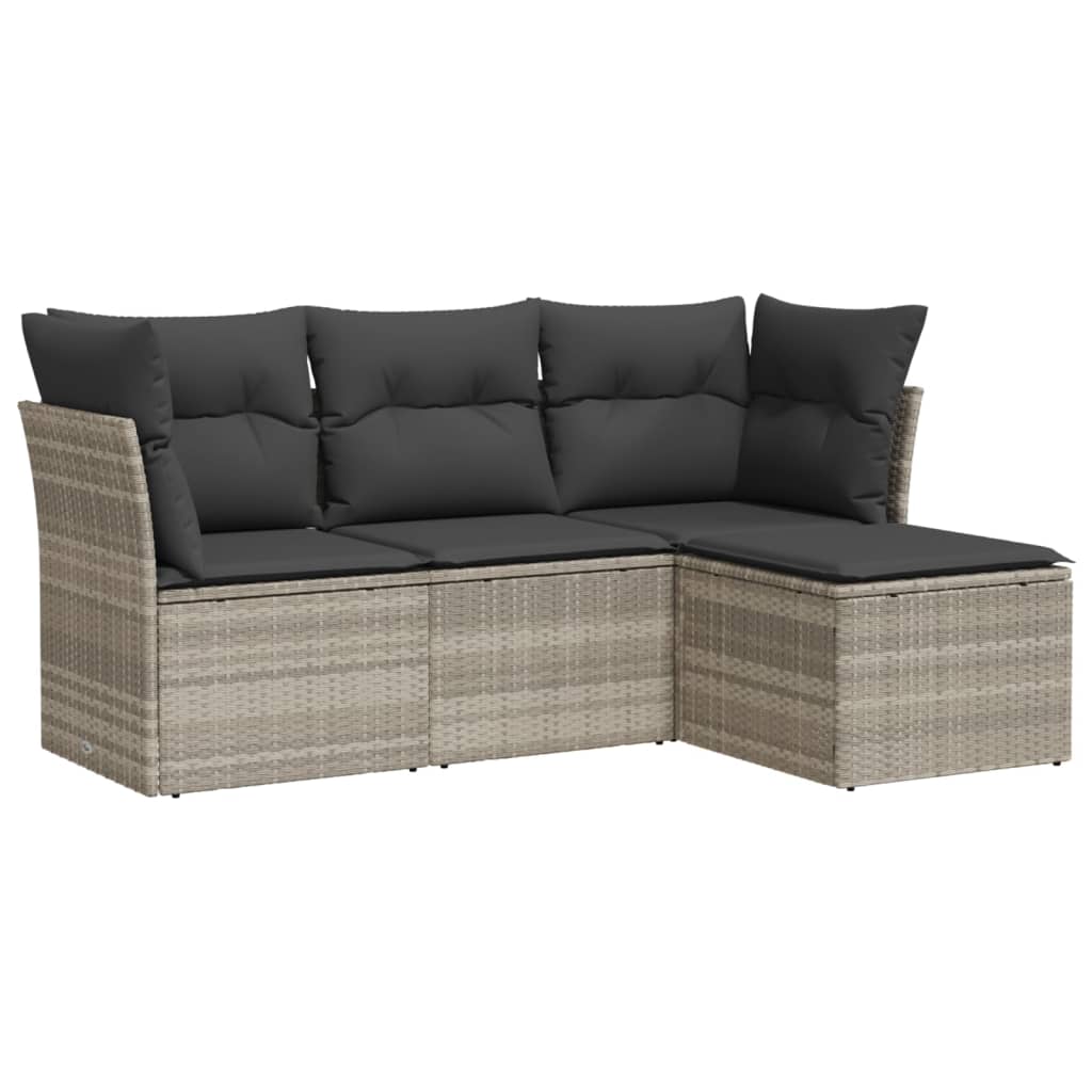 4-dijelni set vrtnih sofa s jastucima svijetlosivi poliratan