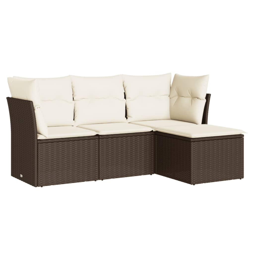 4-dijelni set vrtnih sofa od poliratana s jastucima smeđi