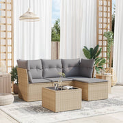 5-dijelni vrtni set sofa s jastucima bež od poliratana