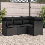4-dijelni set vrtnih sofa od poliratana s jastucima crni