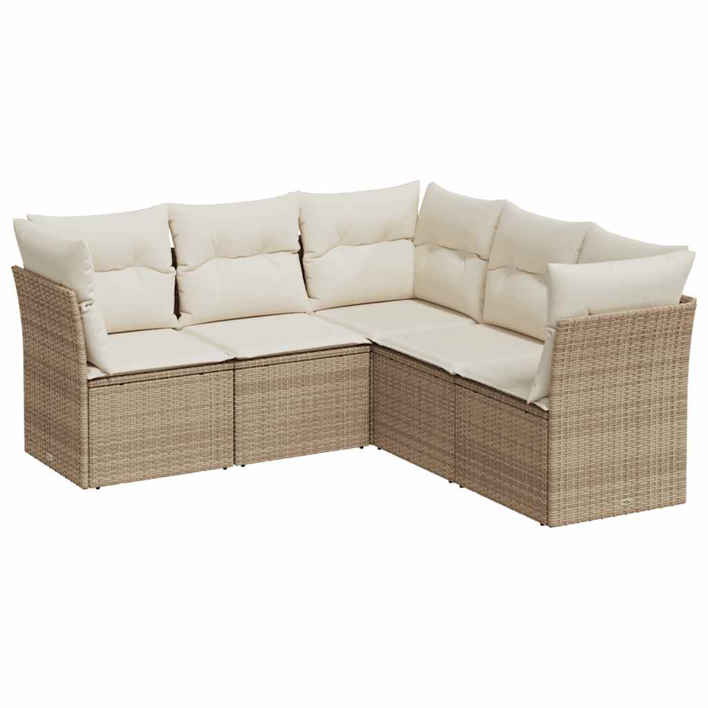5-dijelni vrtni set sofa s jastucima bež od poliratana