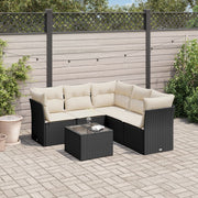 6-dijelni set vrtnih sofa s jastucima crni od poliratana