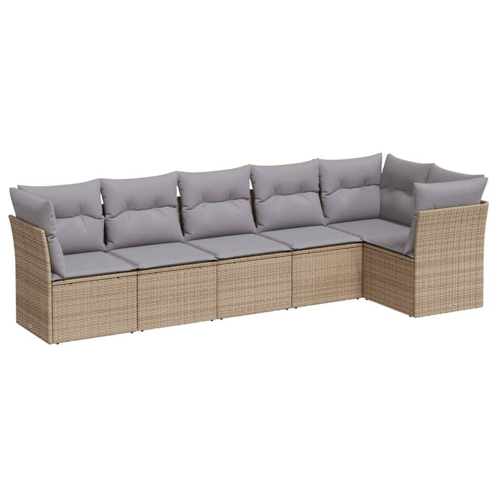6-dijelni set vrtnih sofa s jastucima bež od poliratana