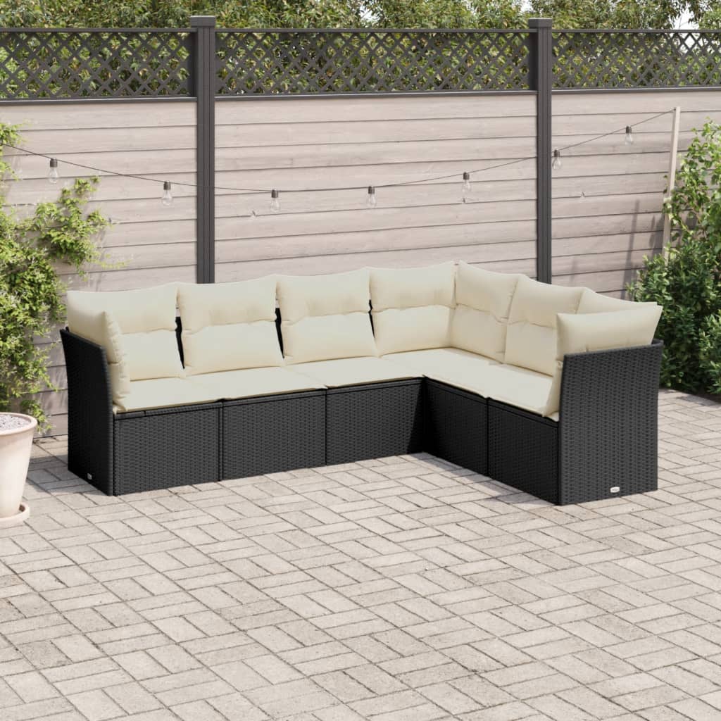 6-dijelni set vrtnih sofa s jastucima crni od poliratana