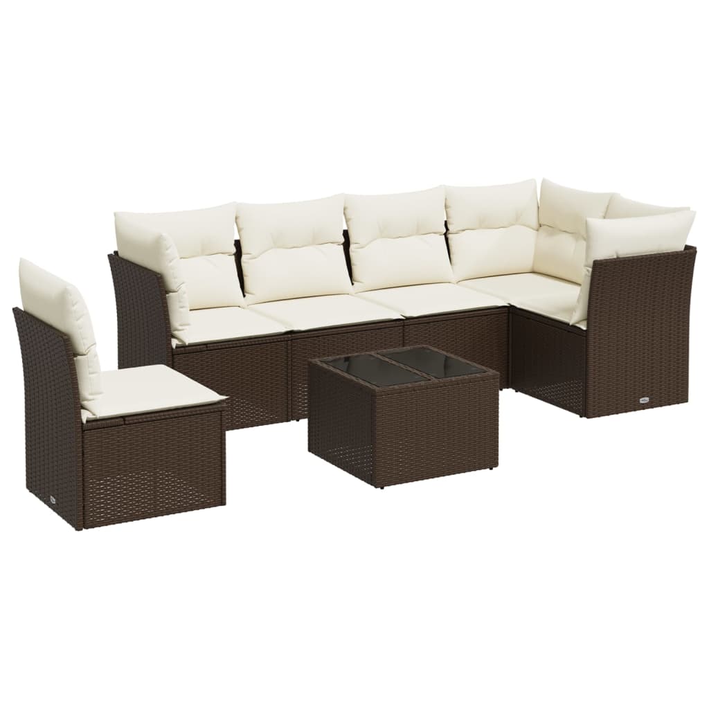 7-dijelni set vrtnih sofa od poliratana s jastucima crni