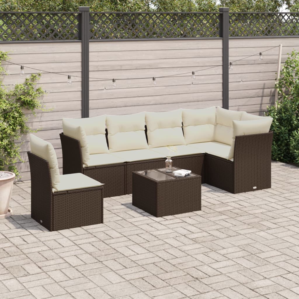 7-dijelni set vrtnih sofa od poliratana s jastucima crni
