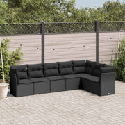 7-dijelni set vrtnih sofa od poliratana s jastucima crni