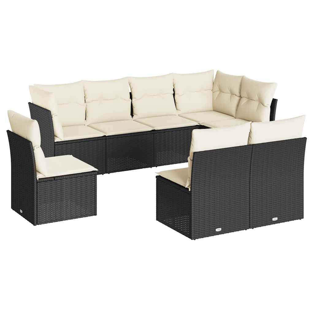 8-dijelni set vrtnih sofa od poliratana s jastucima crni