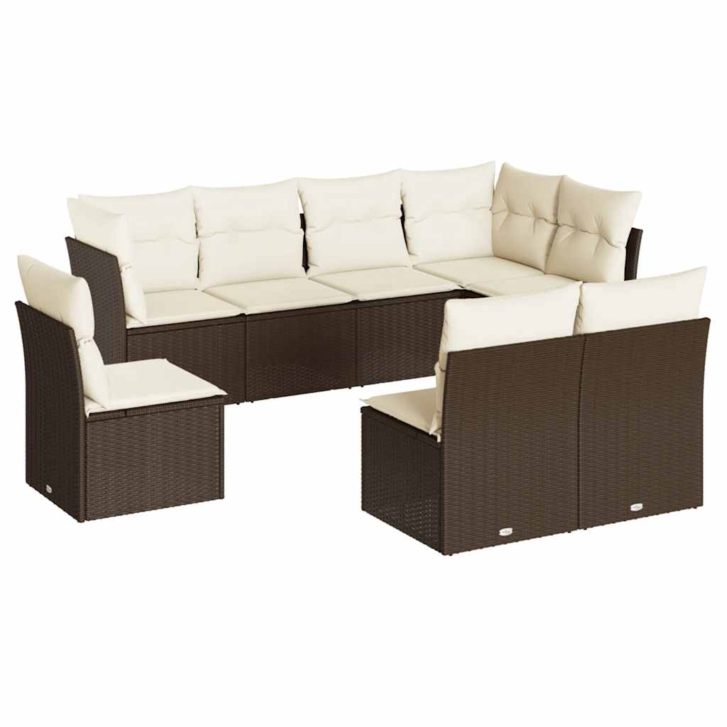 8-dijelni set vrtnih sofa s jastucima smeđi od poliratana