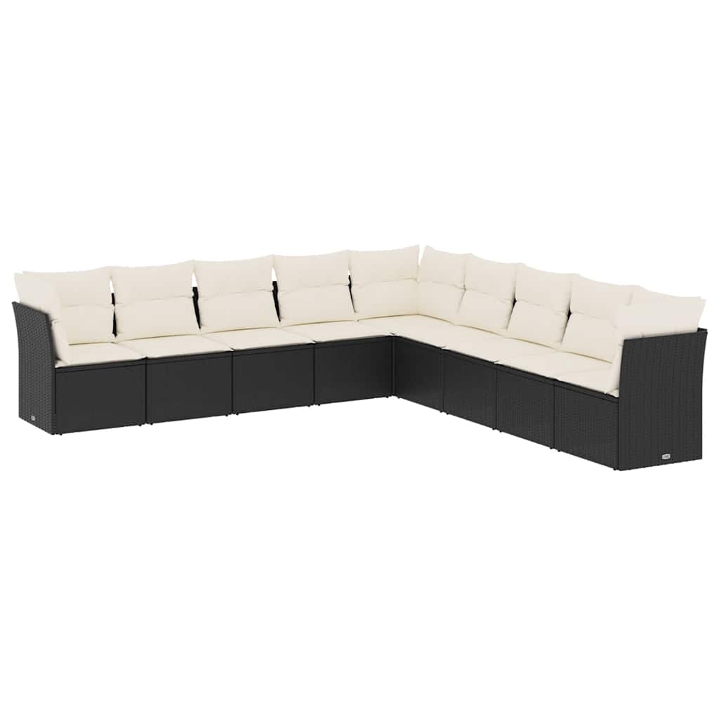 9-dijelni set vrtnih sofa s jastucima crni od poliratana