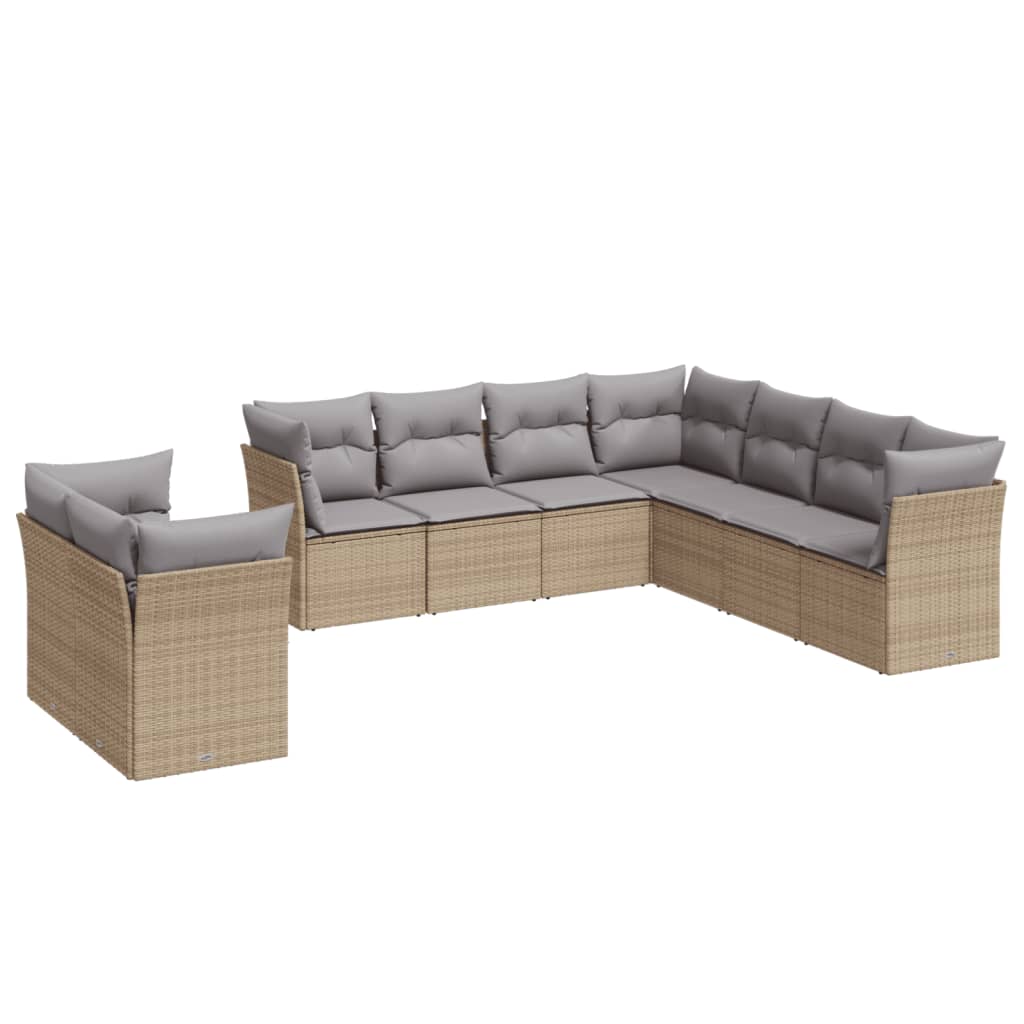 9-dijelni set vrtnih sofa s jastucima bež od poliratana