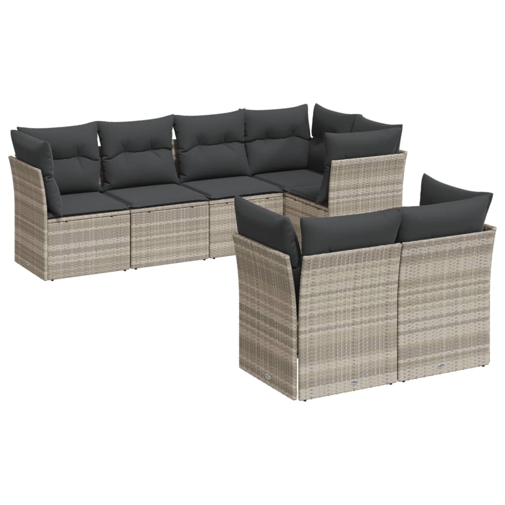 7-dijelni set vrtnih sofa svjetlosivi od poliratana