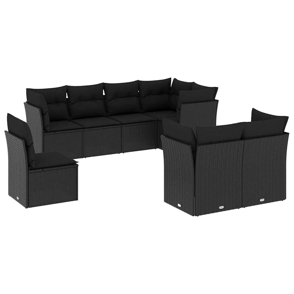 8-dijelni set vrtnih sofa od poliratana s jastucima crni