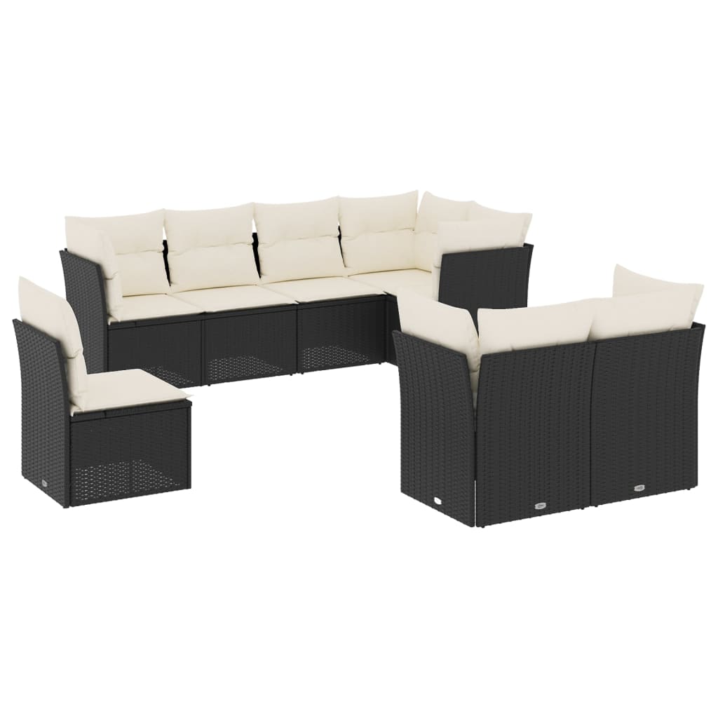 8-dijelni set vrtnih sofa od poliratana s jastucima crni