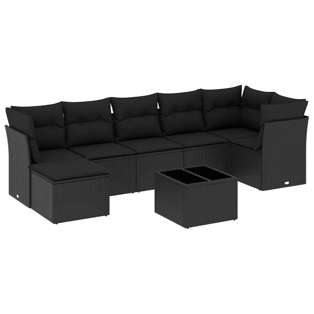 8-dijelni set vrtnih sofa od poliratana s jastucima crni