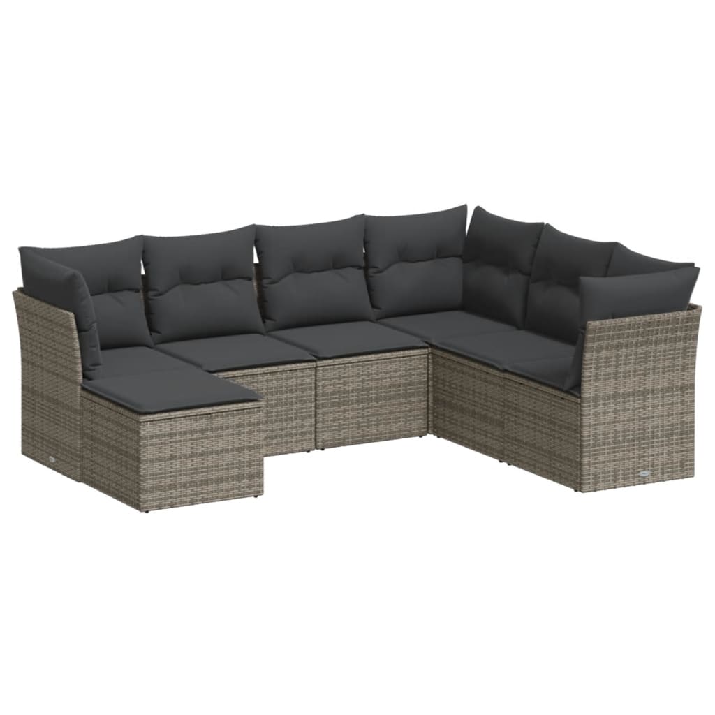 7-dijelni set vrtnih sofa sivi od poliratana