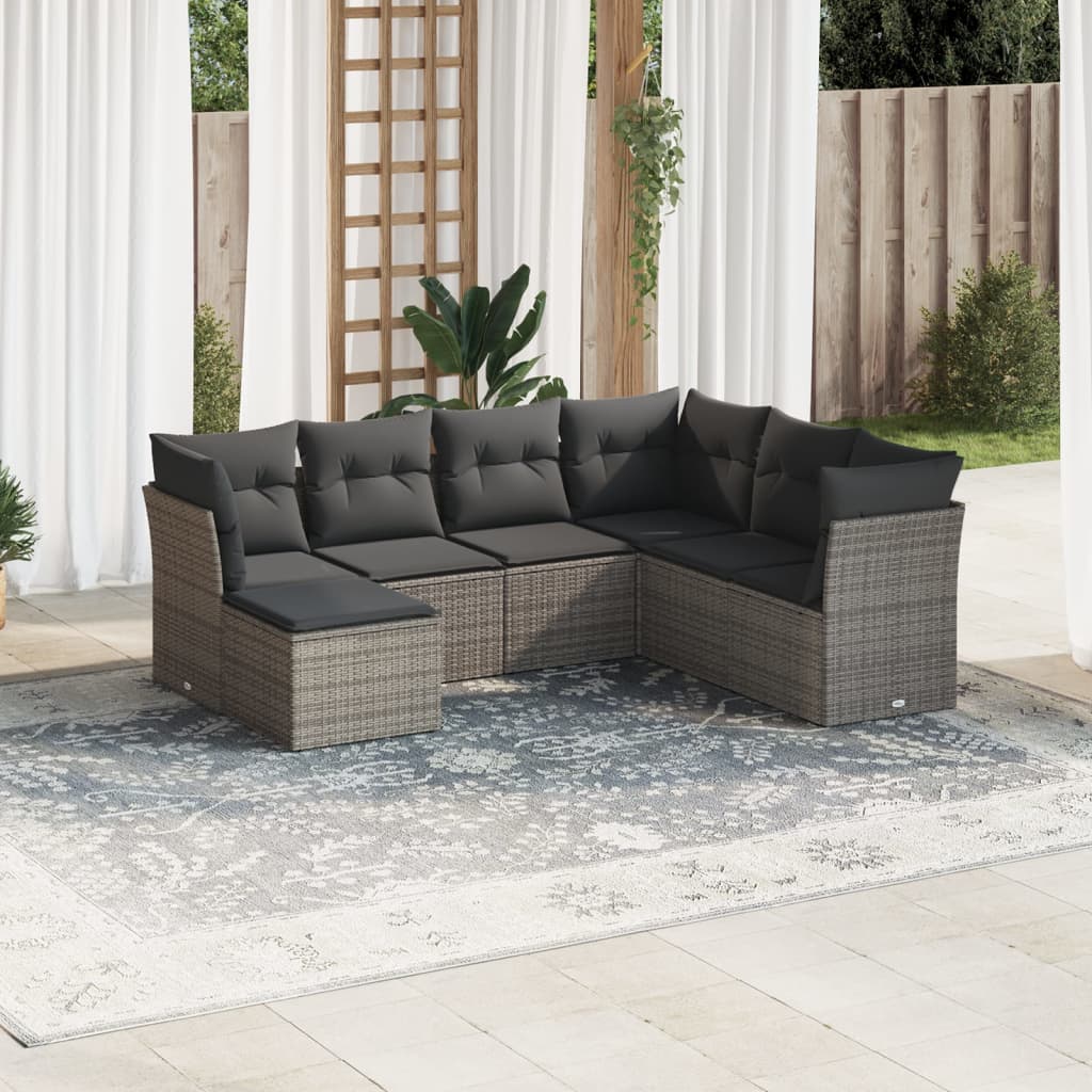 7-dijelni set vrtnih sofa sivi od poliratana