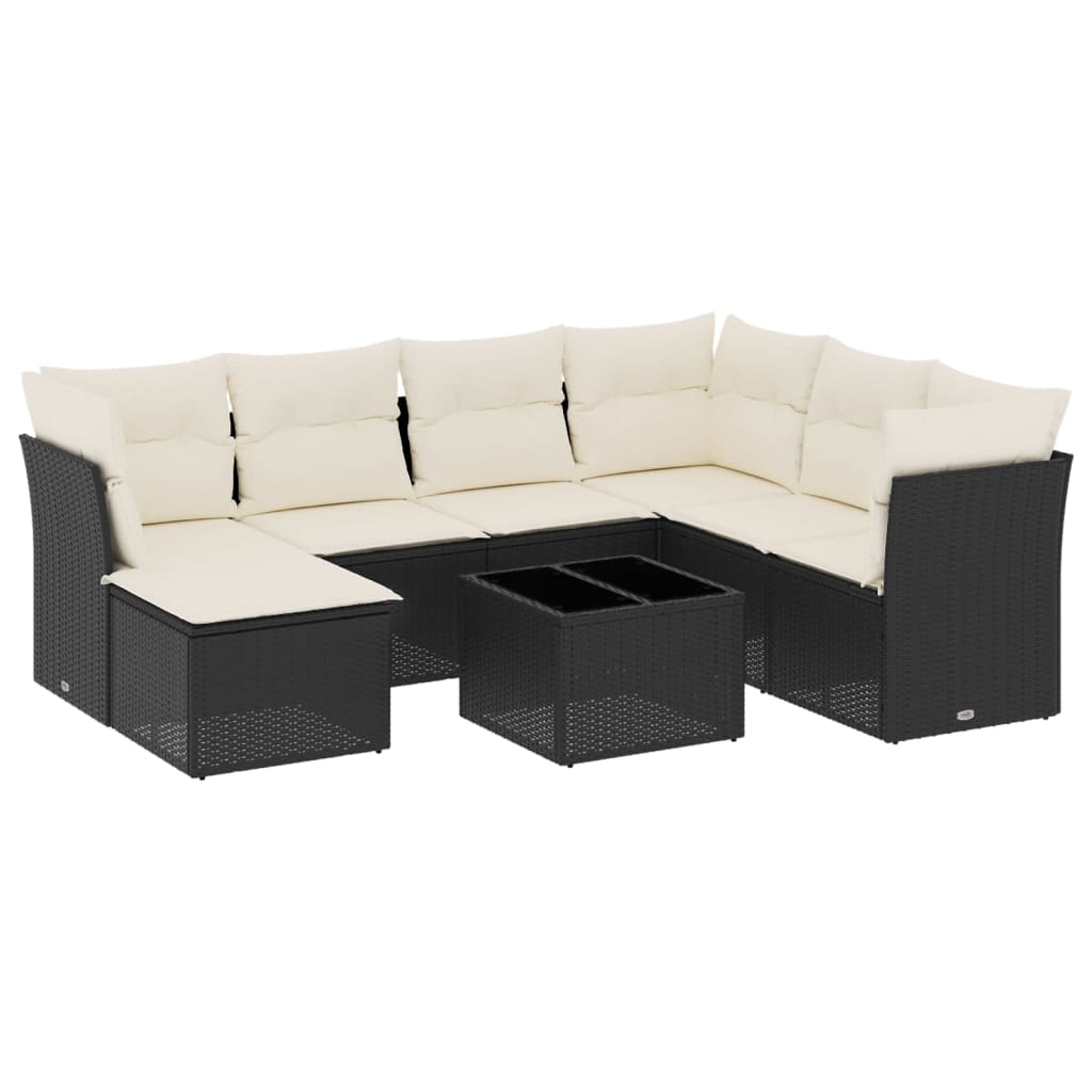 8-dijelni set vrtnih sofa od poliratana s jastucima crni