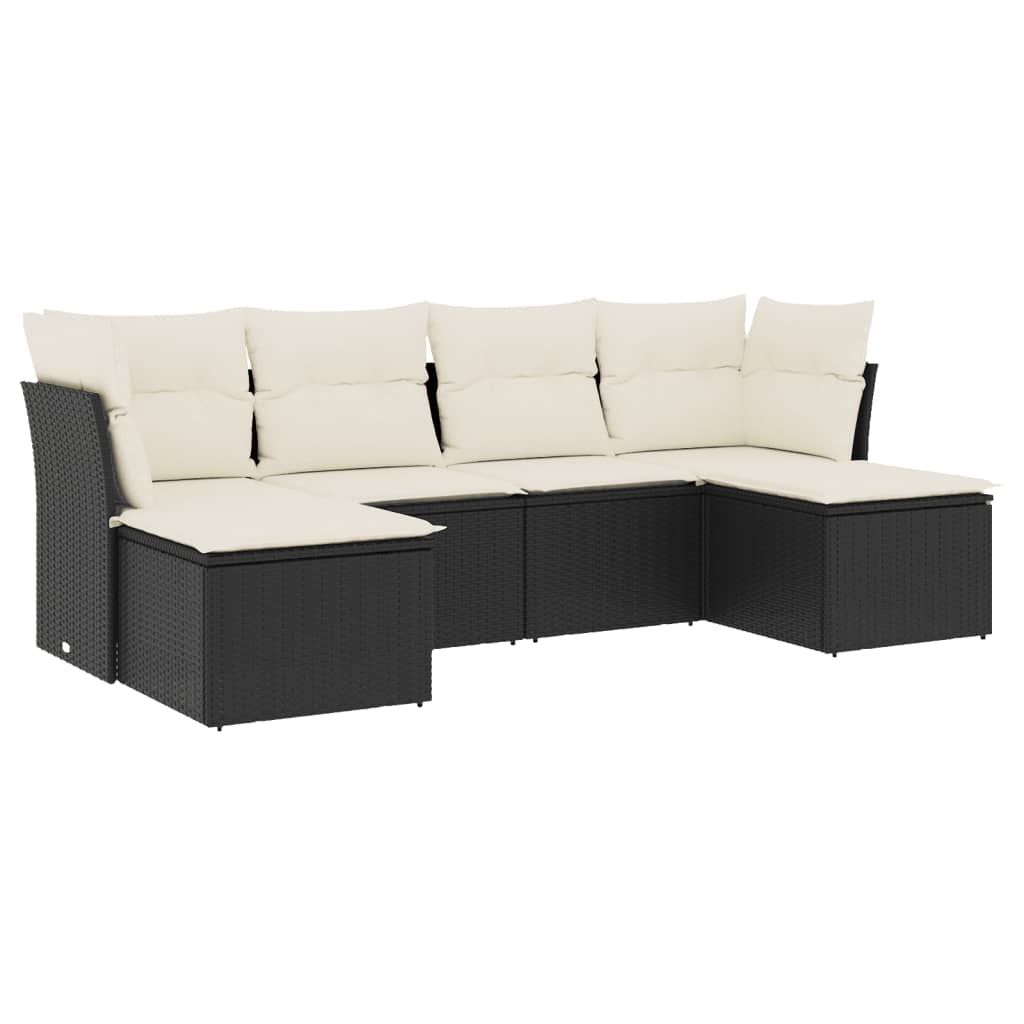 6-dijelni set vrtnih sofa s jastucima crni od poliratana