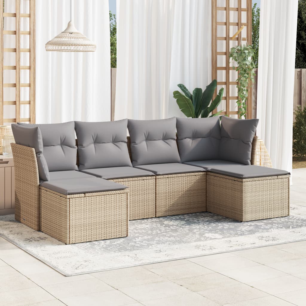 6-dijelni set vrtnih sofa s jastucima bež od poliratana