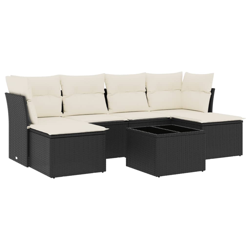 7-dijelni set vrtnih sofa od poliratana s jastucima crni