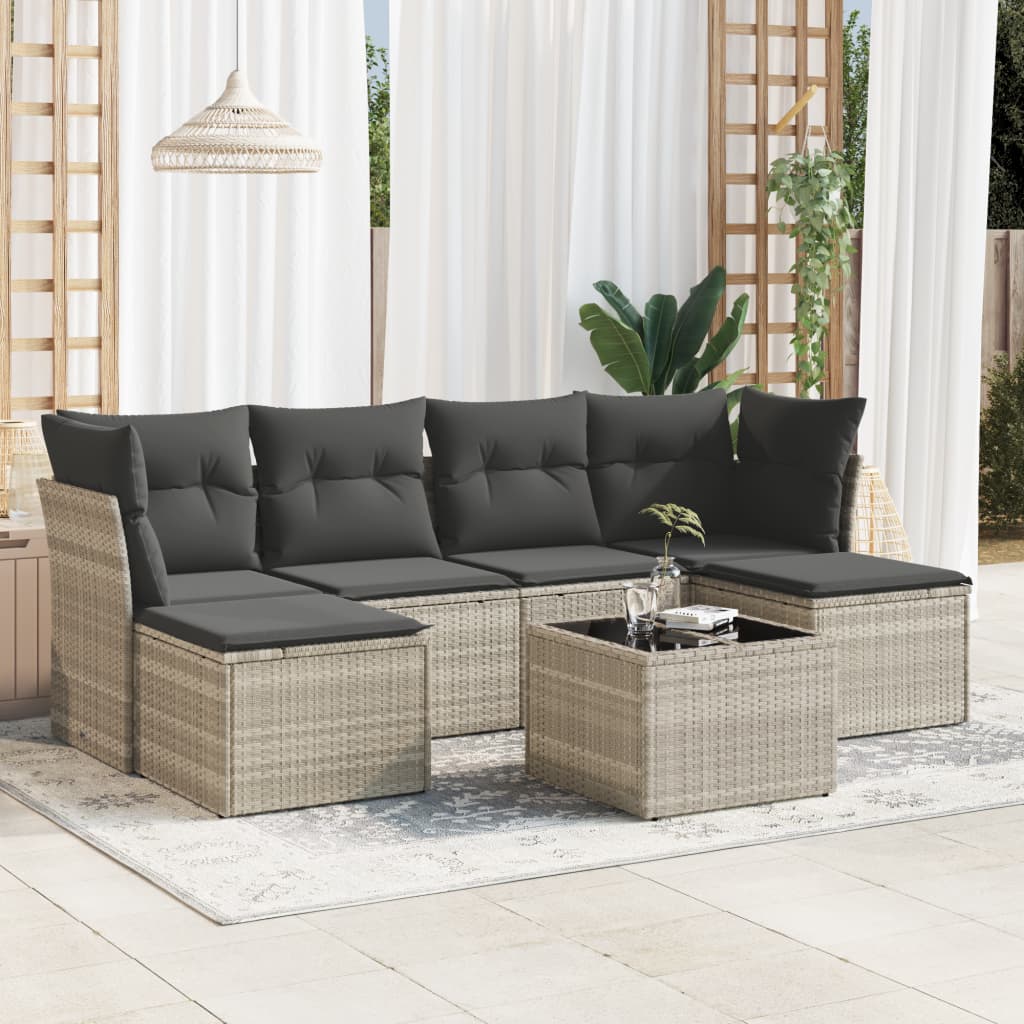 7-dijelni set vrtnih sofa svjetlosivi od poliratana