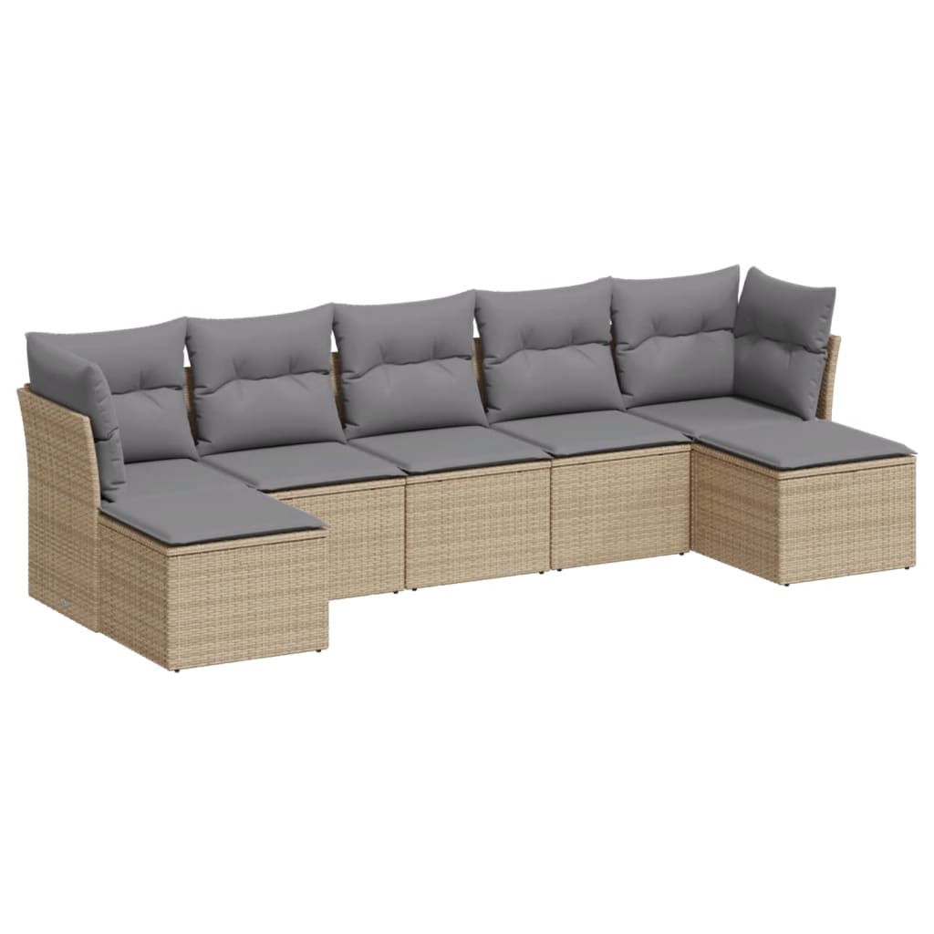 7-dijelni set vrtnih sofa od poliratana s jastucima bež