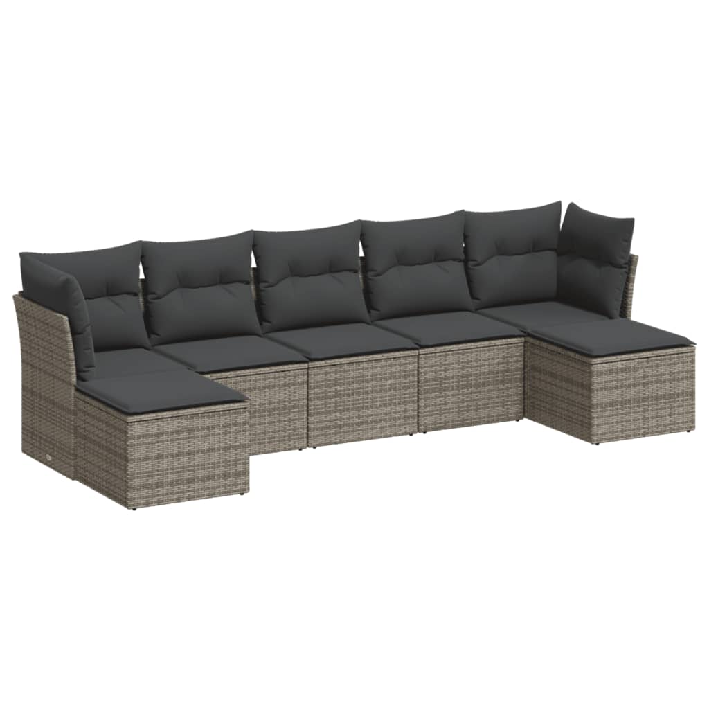 7-dijelni set vrtnih sofa sivi od poliratana