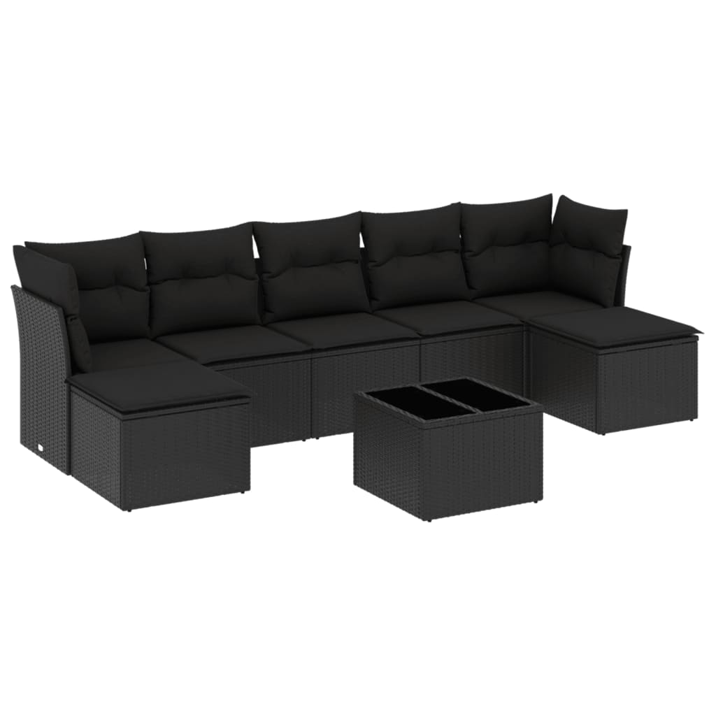 8-dijelni set vrtnih sofa od poliratana s jastucima crni