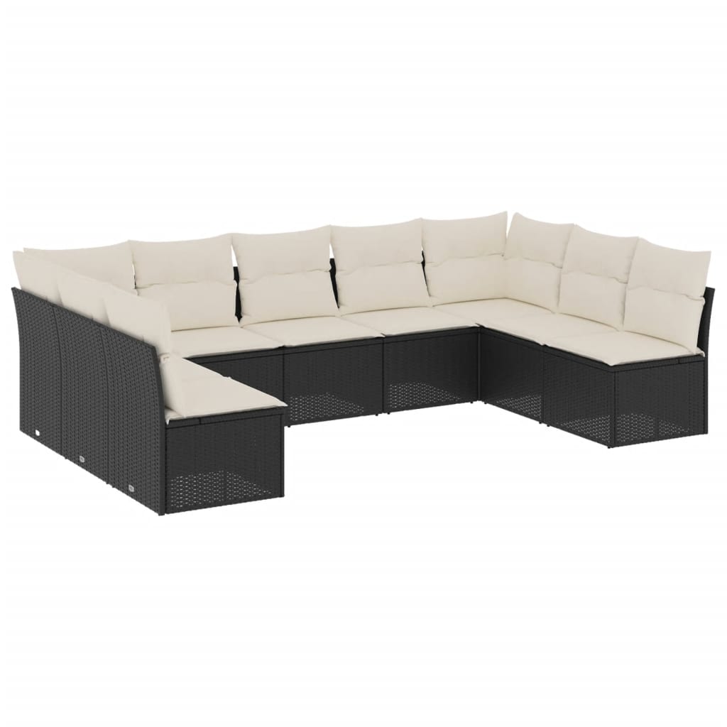 9-dijelni set vrtnih sofa s jastucima crni od poliratana