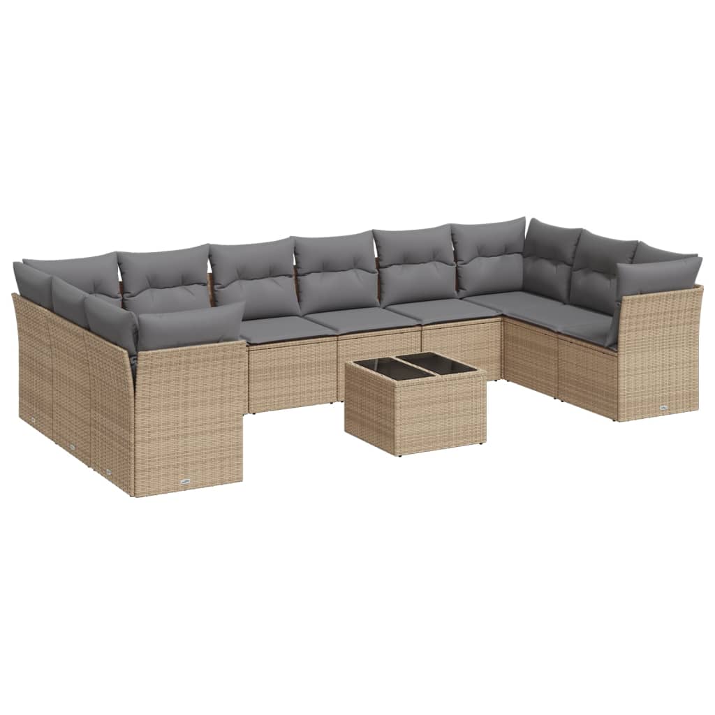11-dijelni set vrtnih sofa od poliratana s jastucima bež