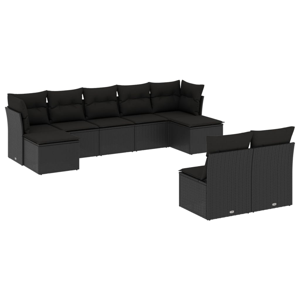 9-dijelni set vrtnih sofa s jastucima crni od poliratana