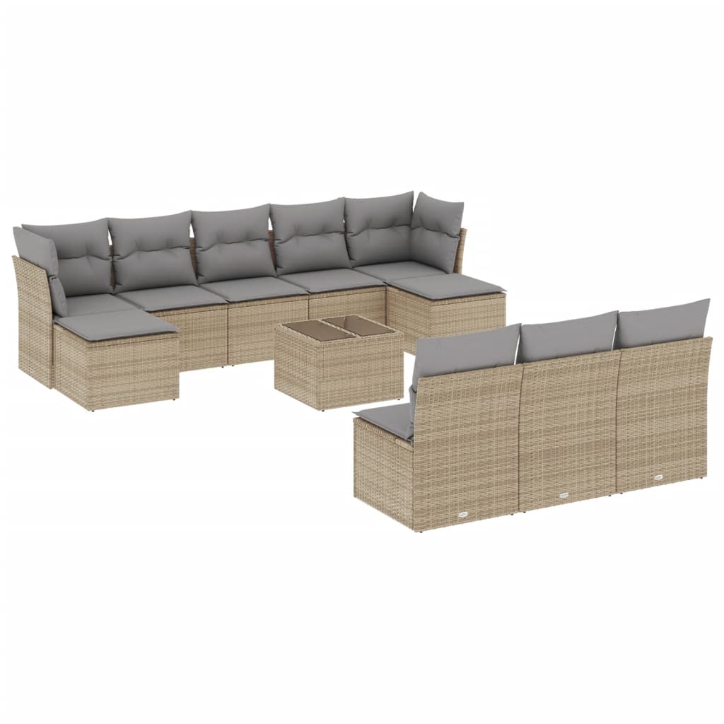 11-dijelni set vrtnih sofa od poliratana s jastucima bež