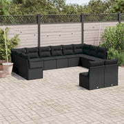 12-dijelni set vrtnih sofa od poliratana s jastucima crni