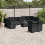13-dijelni set vrtnih sofa s jastucima poliratan crni