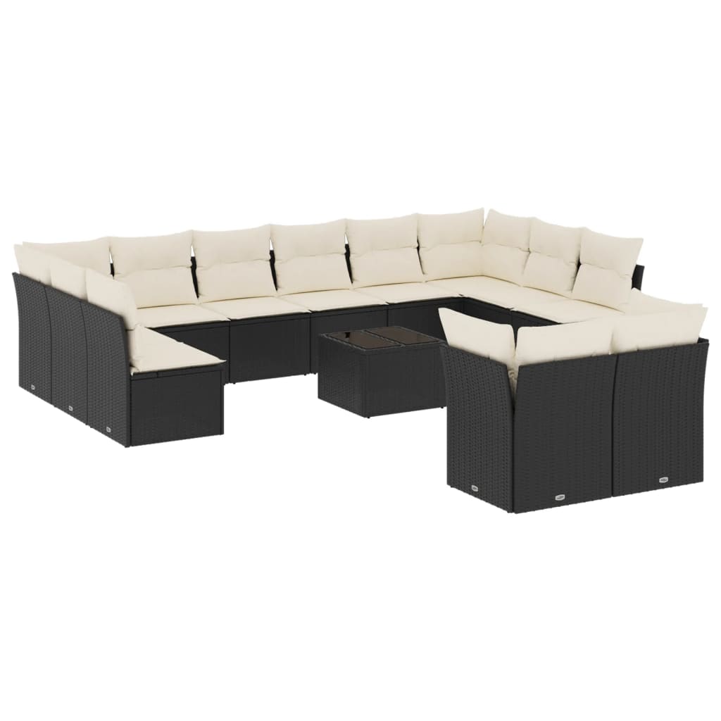 13-dijelni set vrtnih sofa s jastucima poliratan crni