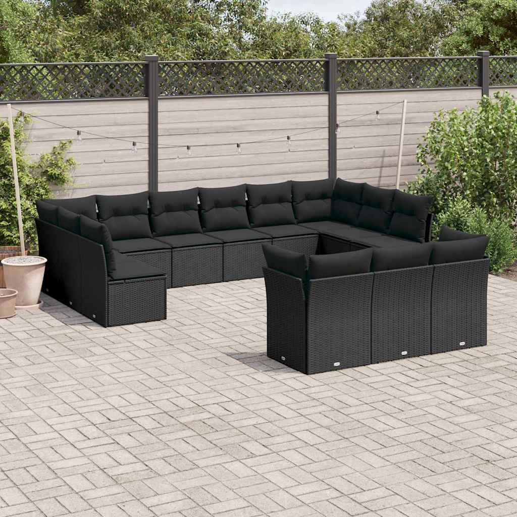 13-dijelni set vrtnih sofa s jastucima poliratan crni