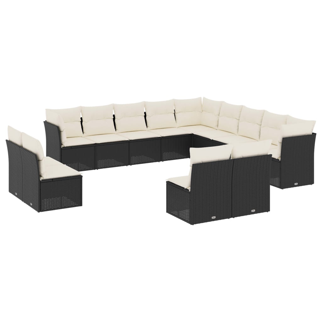 13-dijelni set vrtnih sofa s jastucima poliratan crni