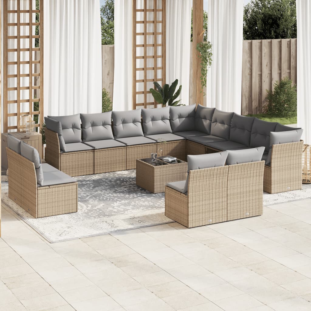 14-dijelni set vrtnih sofa s jastucima poliratan Bež