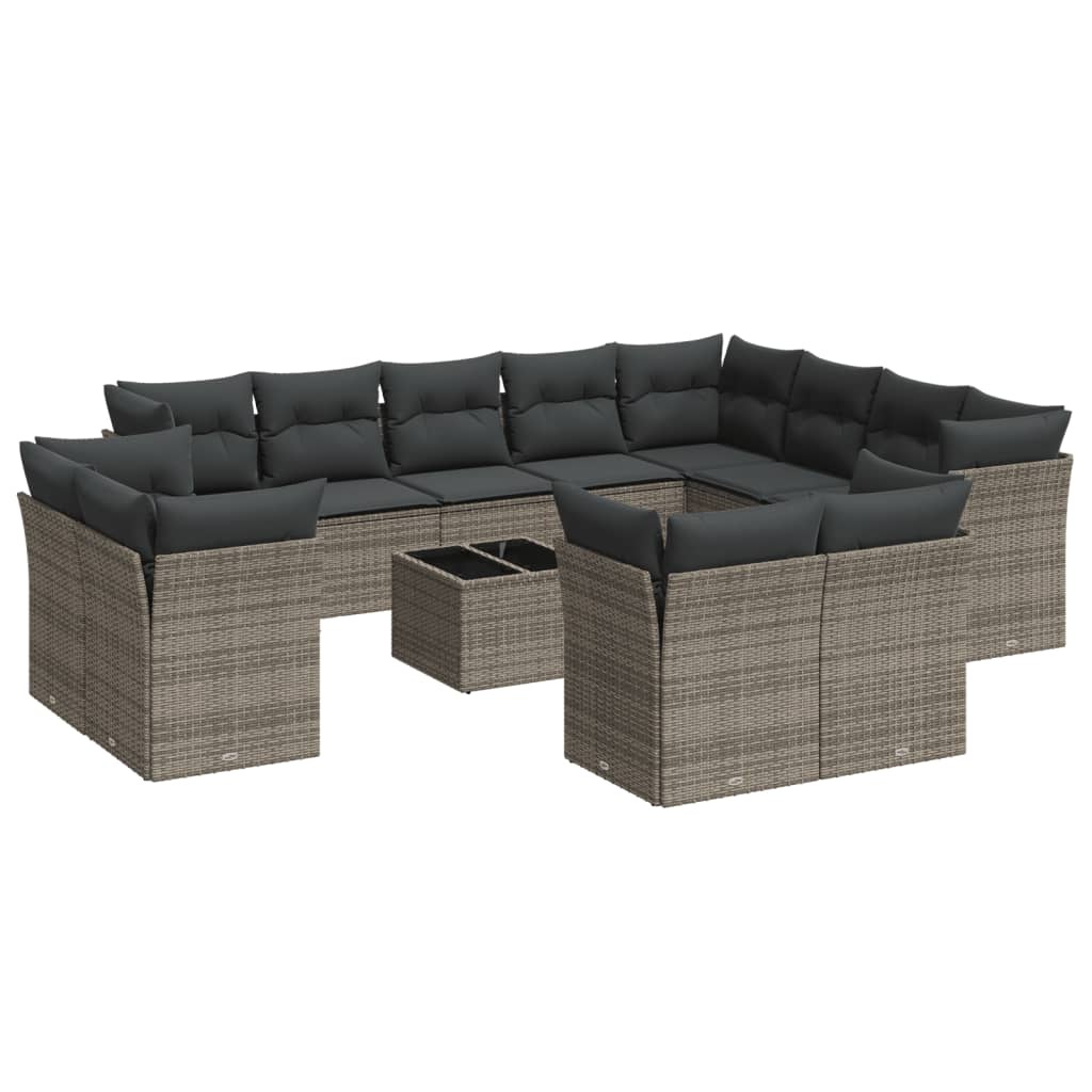 13-dijelni set vrtnih sofa od poliratana s jastucima sivi