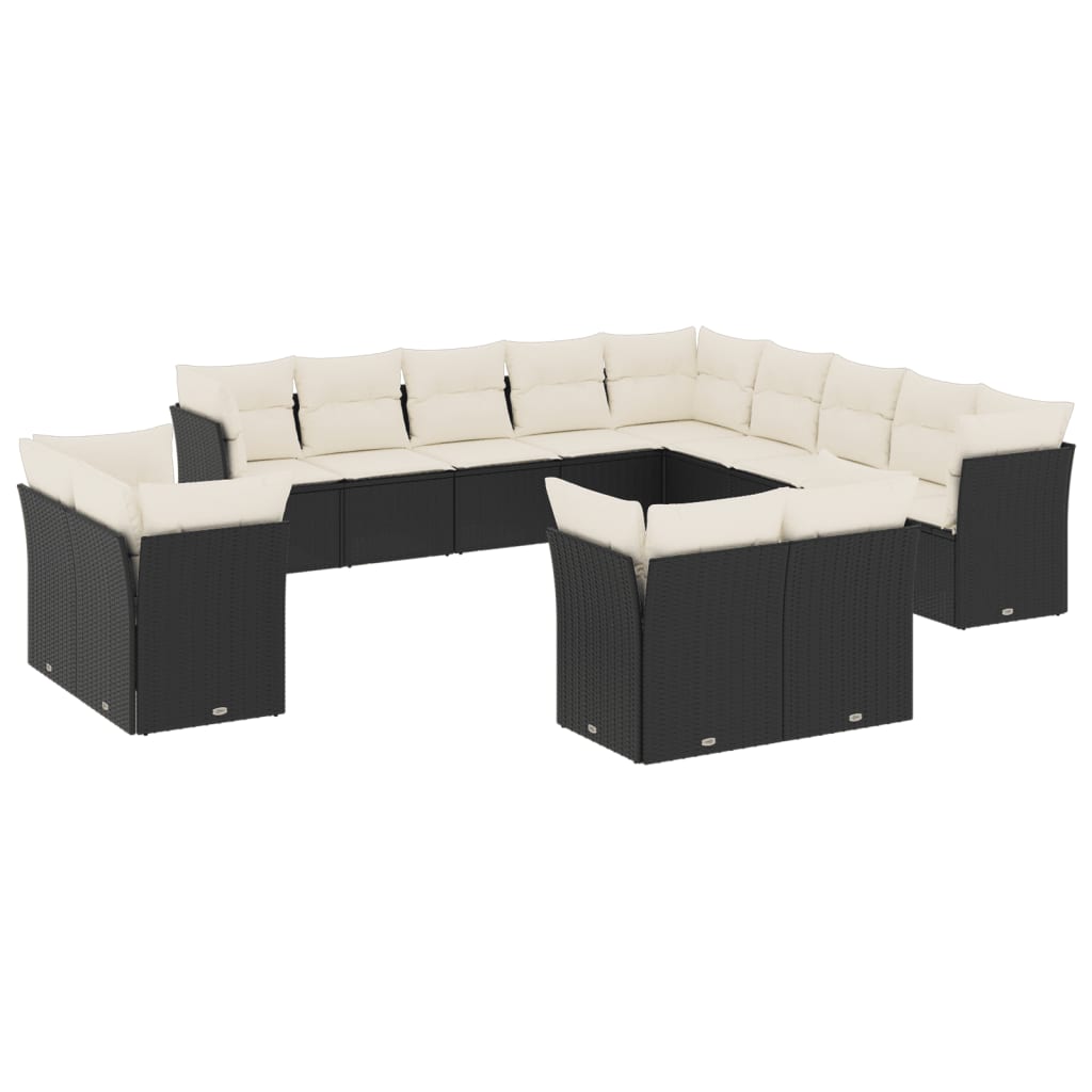 13-dijelni set vrtnih sofa s jastucima poliratan crni