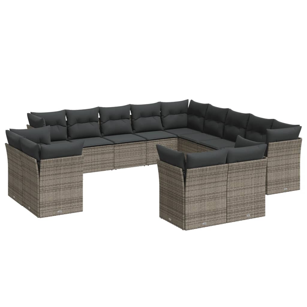 13-dijelni set vrtnih sofa od poliratana s jastucima sivi