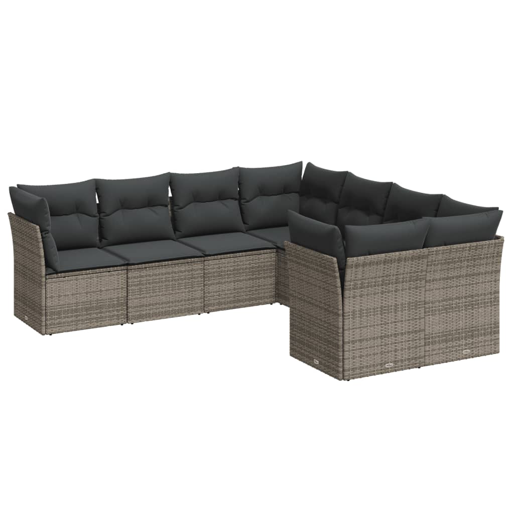 8-dijelni set vrtnih sofa od poliratana s jastucima sivi